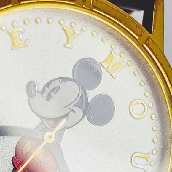 Disney Lorus Mickey Mouse Gold-Toned Watch Black Band Rare main image 8